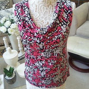 Bright PINK Black & WHITE Patterned STRETCH Top